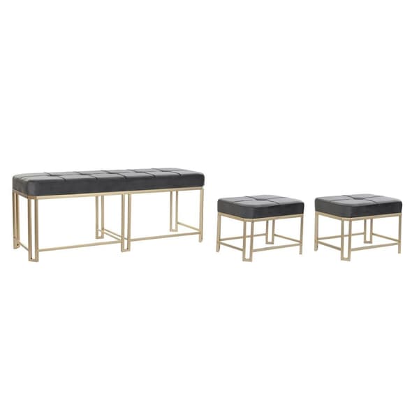 Stol DKD Home Decor Grå Metal Fløjl (120 x 40 x 47 cm)