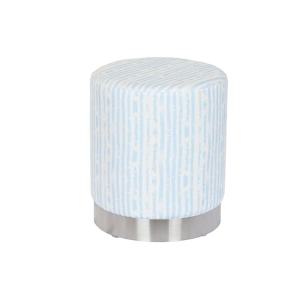 Fodstøtte DKD Home Decor Blå Hvid Metal Striber Middelhavet 34 x 34 x 40 cm