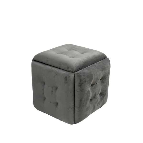 Taburet sæt GO GIFT Transformer Grå Fløjl Stål 50 x 50 x 50 cm Puf 5 i 1 5 enheder