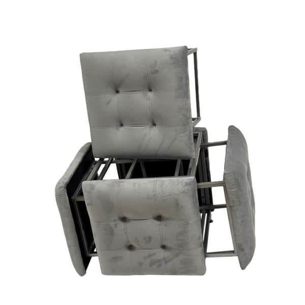 Taburet sæt GO GIFT Transformer Grå Fløjl Stål 50 x 50 x 50 cm Puf 5 i 1 5 enheder