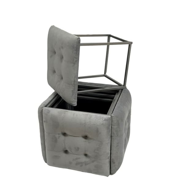Taburet sæt GO GIFT Transformer Grå Fløjl Stål 50 x 50 x 50 cm Puf 5 i 1 5 enheder