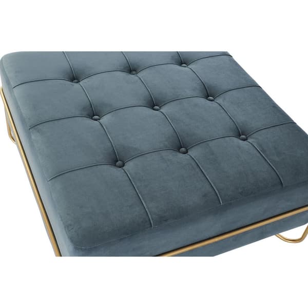 Sittpall DKD Home Decor Skum Blå Gyllene Metall Polyester Sammet Trä MDF (80 x 80 x 42 cm)