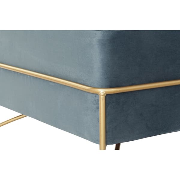 Sittpall DKD Home Decor Skum Blå Gyllene Metall Polyester Sammet Trä MDF (80 x 80 x 42 cm)