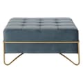 Miniatyrbild 2 av 5: Sittpall DKD Home Decor   Skum Blå Gyllene Metall Polyester Sammet Trä MDF (80 x 80 x 42 cm)