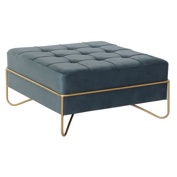 Sittpall DKD Home Decor Skum Blå Gyllene Metall Polyester Sammet Trä MDF (80 x 80 x 42 cm)