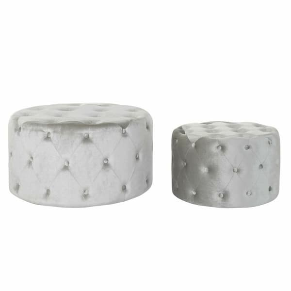 Fotpall DKD Home Decor Grå Sammet Trä MDF (80 x 80 x 43 cm) (58 x 58 x 37 cm) (2 pcs)
