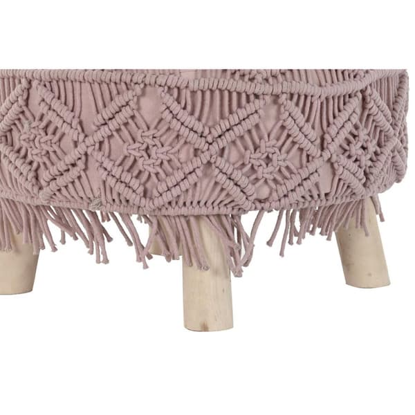 Jalkatuki DKD Home Decor Luonnollinen Vaaleanpunainen Puu Boho Makramee 53 x 53 x 31 cm