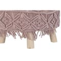 Pikkukuva 3 / 3: Jalkatuki DKD Home Decor Luonnollinen Vaaleanpunainen Puu Boho Makramee 53 x 53 x 31 cm