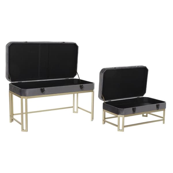 Jakkara DKD Home Decor Harmaa Kullattu Metalli Sametti (80 x 40 x 47 cm)