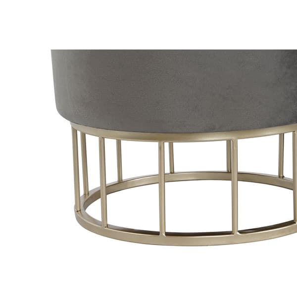 Fotpall DKD Home Decor Gyllene Mörkgrå Polyester Metall 38 x 38 x 41 cm