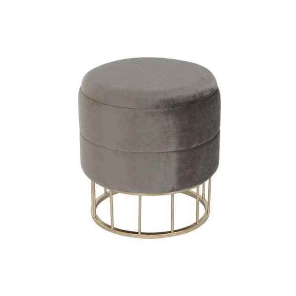 Fotpall DKD Home Decor Gyllene Mörkgrå Polyester Metall 38 x 38 x 41 cm
