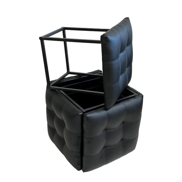 Stolset GO GIFT Transformer Svart Läder Stål 50 x 50 x 50 cm Puff 5-i-1 5 antal