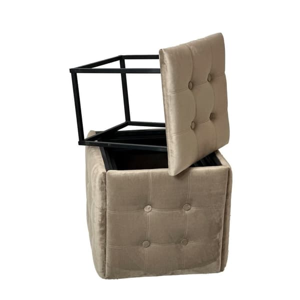 Stolset GO GIFT Transformer Capuccino Sammet Stål 50 x 50 x 50 cm Puff 5-i-1 5 antal