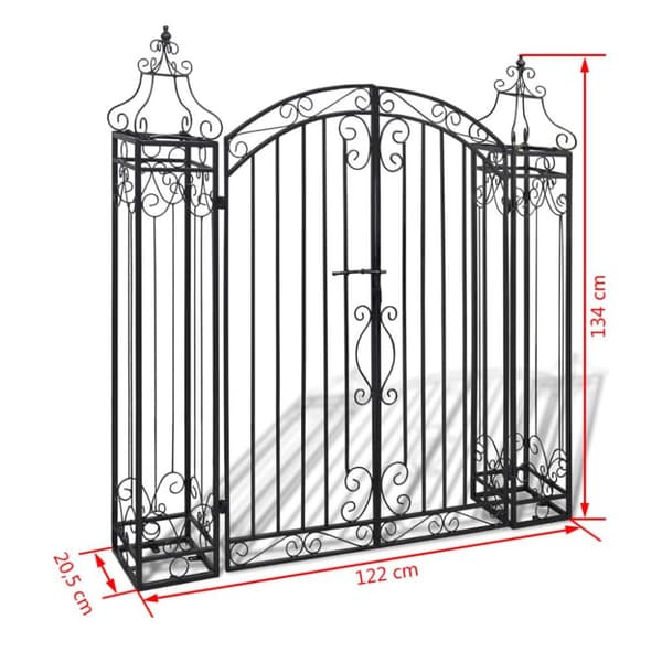 vidaXL dekorativ haveport smedejern 122 x 20,5 x 134 cm