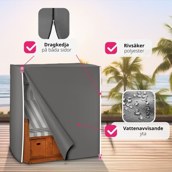 Skyddsöverdrag för strandkorg - grå