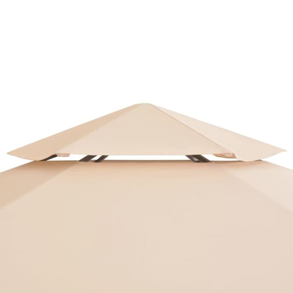 vidaXL havepavillon med baldakin sekskantet beige 323x265 cm