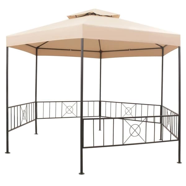 vidaXL havepavillon med baldakin sekskantet beige 323x265 cm