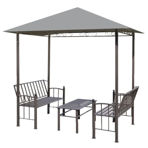 vidaXL havepavillon med bord og bænke 2,5x1,5 x2,4 m antracitgrå