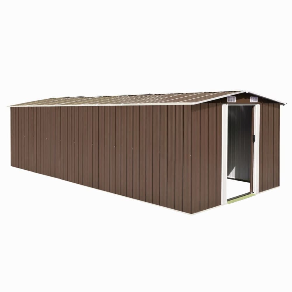 vidaXL Hageskjul 257x597x178 cm metall brun