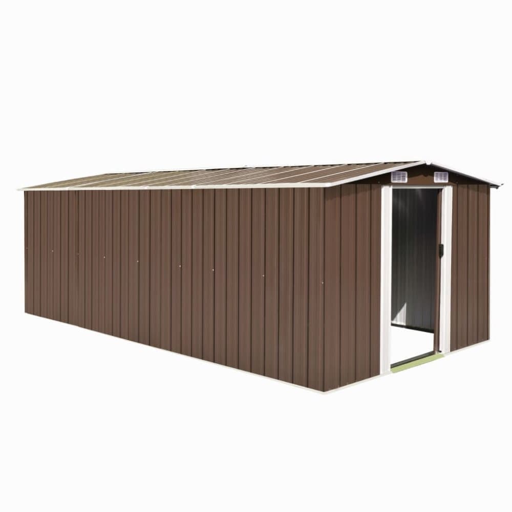 vidaXL Hageskjul 257x497x178 cm metall brun