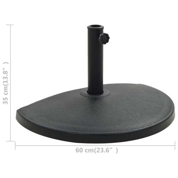 vidaXL Parasollfot polyresin halvrund 15 kg svart