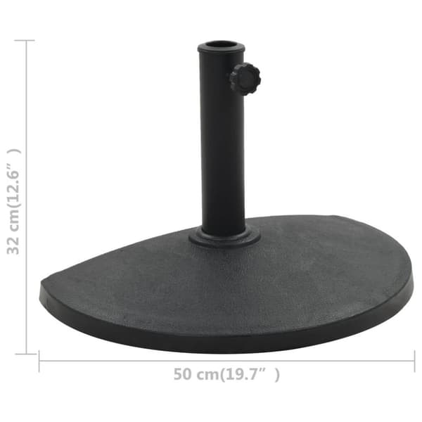 vidaXL Parasollfot halvrund polyresin 9 kg svart