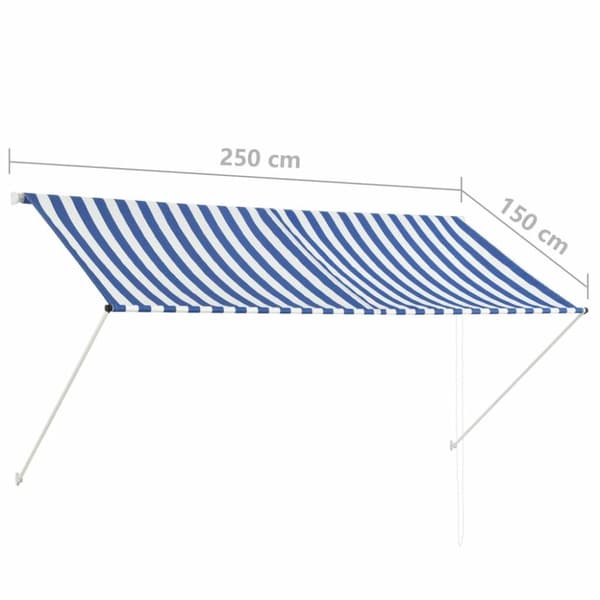 vidaXL Markis 250x150 cm blå och vit
