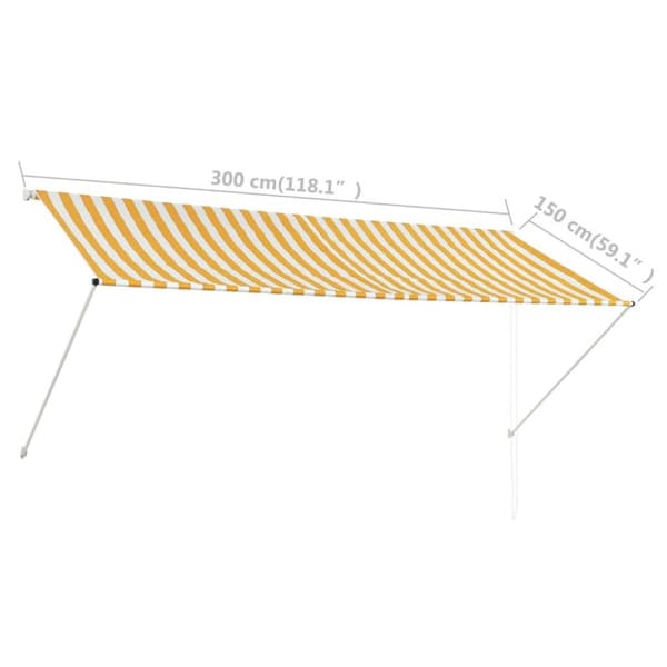 vidaXL Uttrekkbar markise 300x150 cm gul og hvit