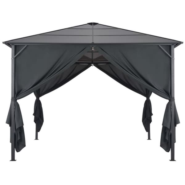 vidaXL Paviljong med gardin aluminium 3x3 m svart