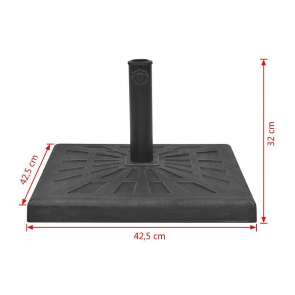 vidaXL Parasollfot harpiks kvadrat svart 12 kg