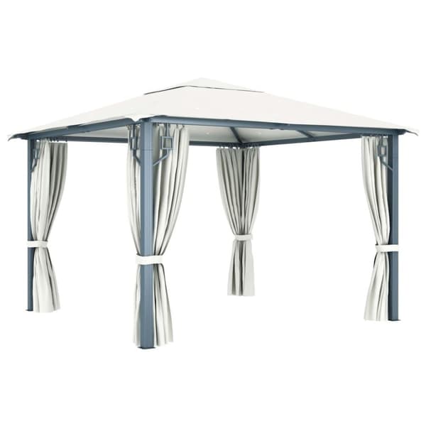 vidaXL havepavillon med gardin 300x300 cm aluminium cremefarvet