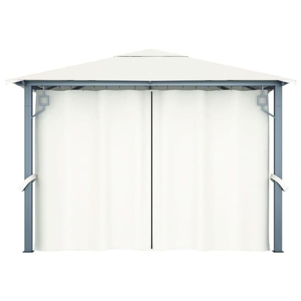 vidaXL havepavillon med gardin 300x300 cm aluminium cremefarvet