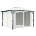 Miniatyrbillede 2 af 9: vidaXL havepavillon med gardin 300x300 cm aluminium cremefarvet