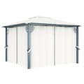 Miniatyrbillede 1 af 9: vidaXL havepavillon med gardin 300x300 cm aluminium cremefarvet