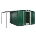 Miniatyrbillede 4 af 10: vidaXL haveskur med skydedøre 386 x 259 x 178 cm stål grøn