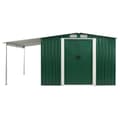Miniatyrbillede 6 af 10: vidaXL haveskur med skydedøre 386 x 259 x 178 cm stål grøn