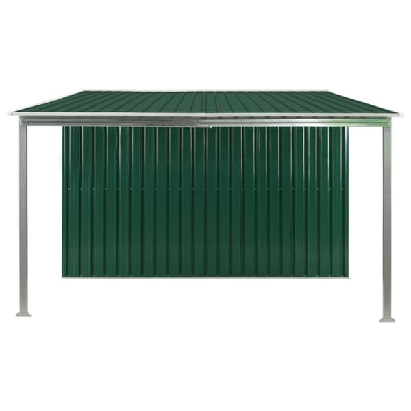 vidaXL haveskur med skydedøre 386 x 259 x 178 cm stål grøn