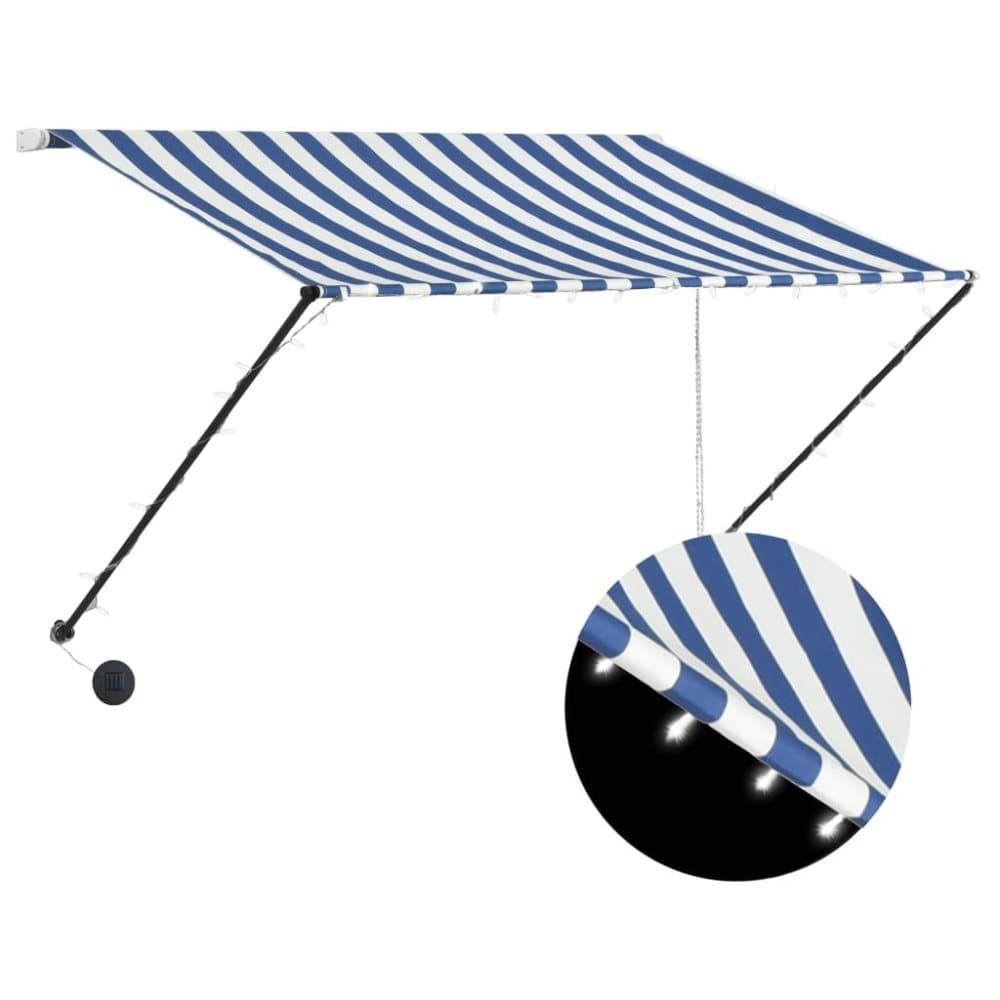vidaXL Markis med LED 250x150 cm blå och vit