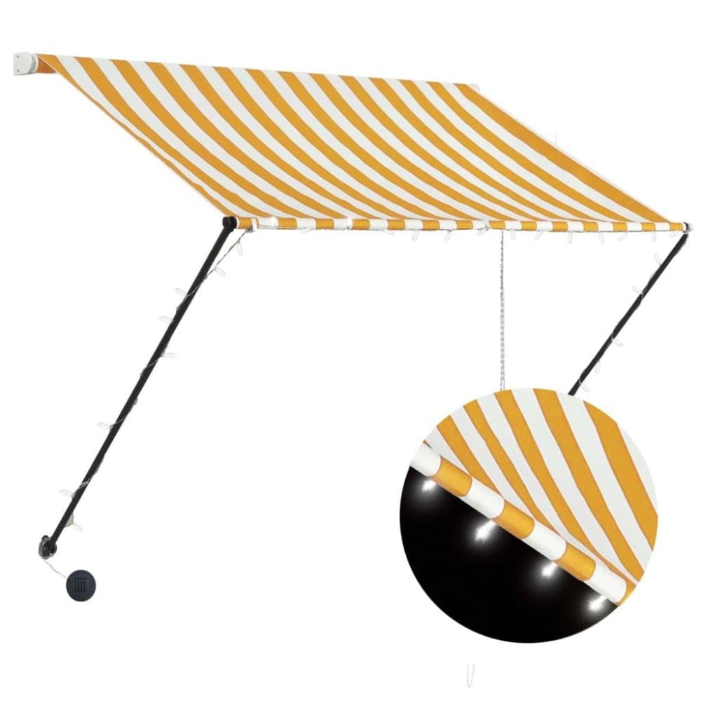 vidaXL Markis med LED 200x150 cm gul och vit