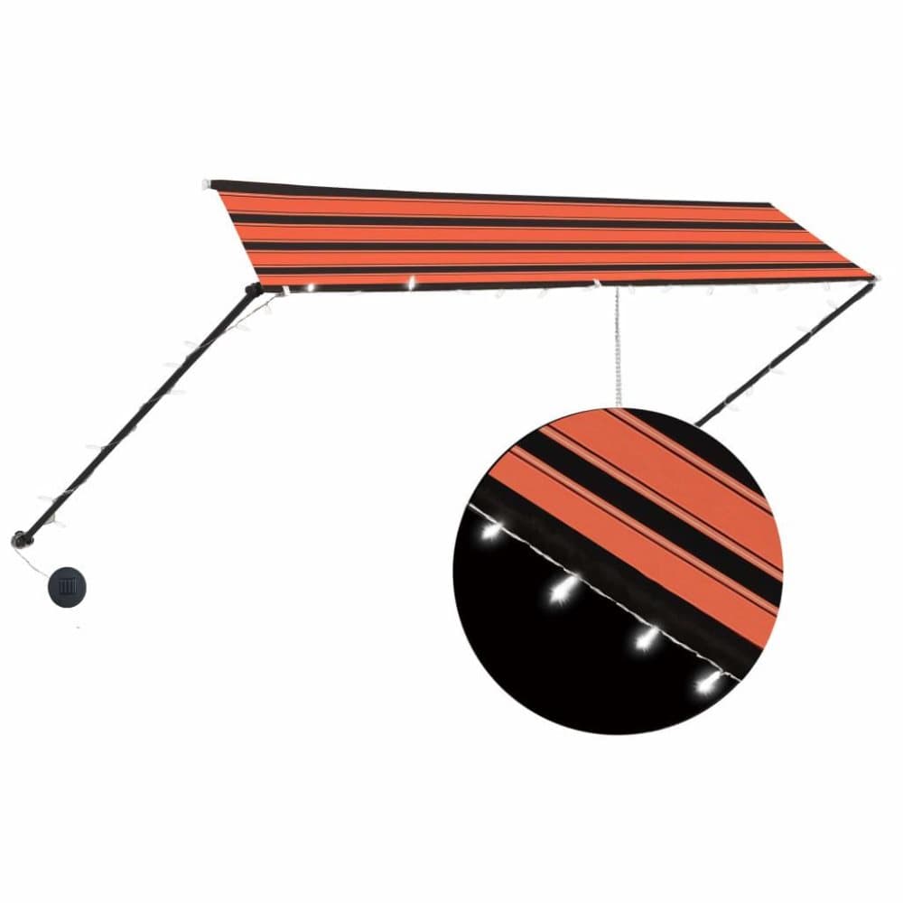vidaXL Markis med LED 350x150 cm orange och brun