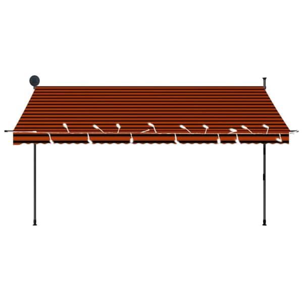 vidaXL Manuell uttrekkbar markise med LED 350 cm oransje og brun