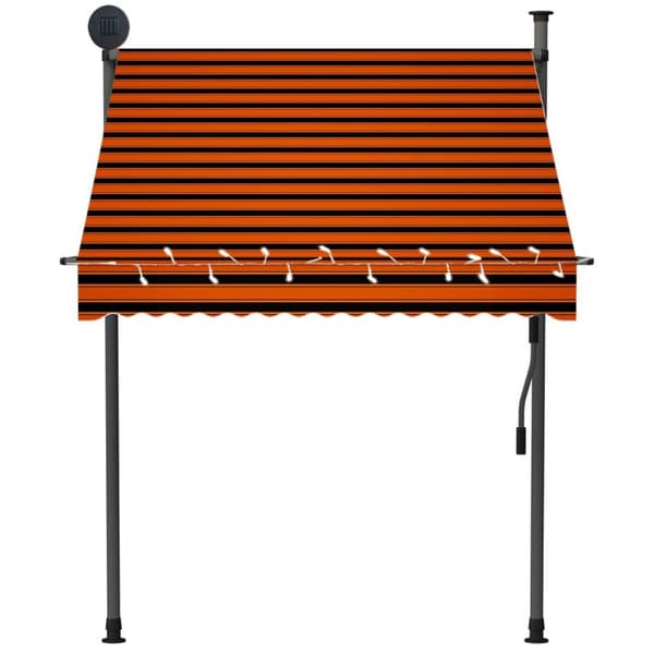 vidaXL Manuell uttrekkbar markise med LED 150 cm oransje og brun
