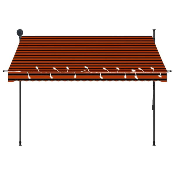 vidaXL Markis manuellt infällbar med LED 250 cm orange och brun
