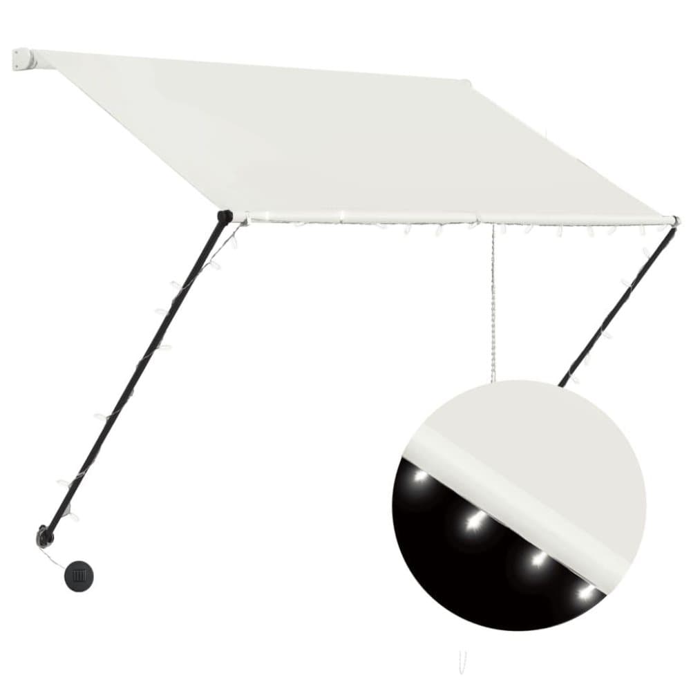vidaXL Markis med LED 150x150 cm gräddvit