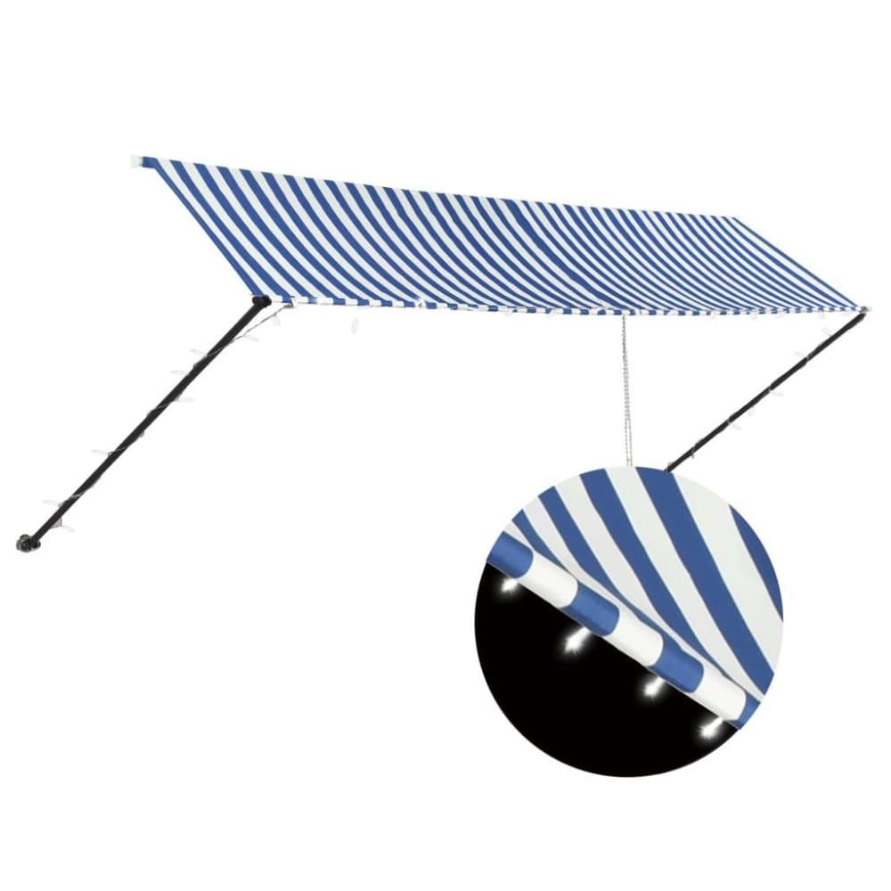 vidaXL Markis med LED 400x150 cm blå och vit