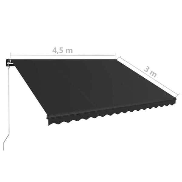 vidaXL foldemarkise manuel betjening 450 x 300 cm antracitgrå