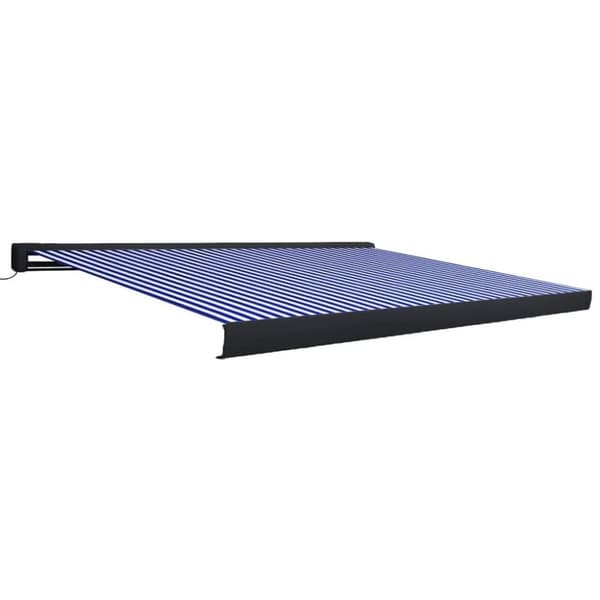 vidaXL Moottoroitu kasettimarkiisi 450x300 cm sininen ja valkoinen