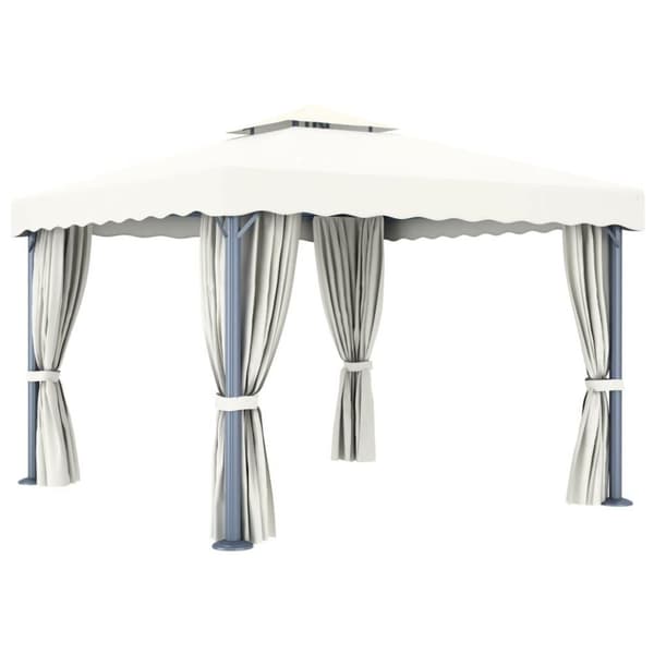 vidaXL pavillon med gardin 3x3 m aluminium cremefarvet