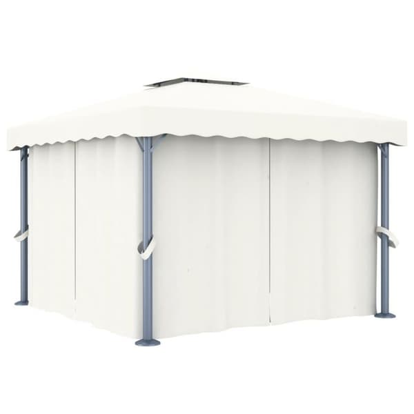 vidaXL pavillon med gardin 3x3 m aluminium cremefarvet