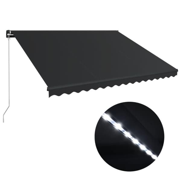 vidaXL markise m. LED-lys 450x300 cm manuel betjening antracitgrå